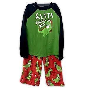 Munki Munki Two Piece Pajama Set Festive Dinosaur Themed Design Multicolor 4 NWT